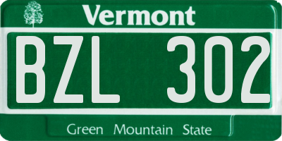 VT license plate BZL302