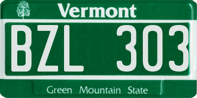 VT license plate BZL303