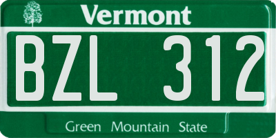 VT license plate BZL312