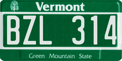 VT license plate BZL314