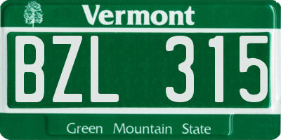 VT license plate BZL315