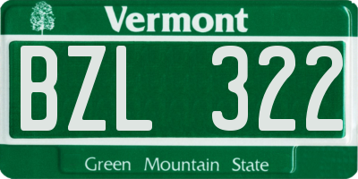 VT license plate BZL322