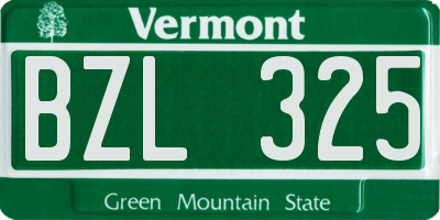 VT license plate BZL325