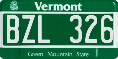 VT license plate BZL326