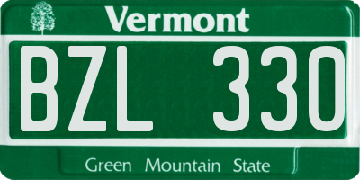 VT license plate BZL330