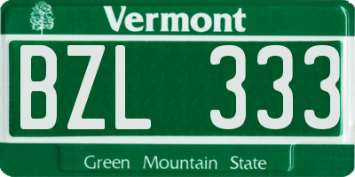 VT license plate BZL333