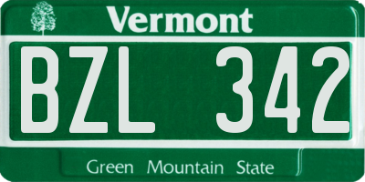 VT license plate BZL342