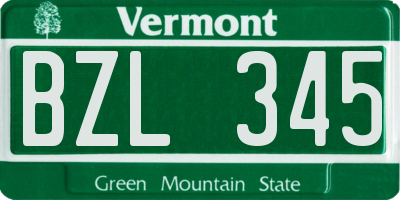 VT license plate BZL345
