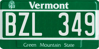 VT license plate BZL349
