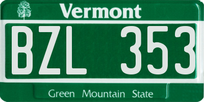 VT license plate BZL353