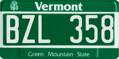 VT license plate BZL358