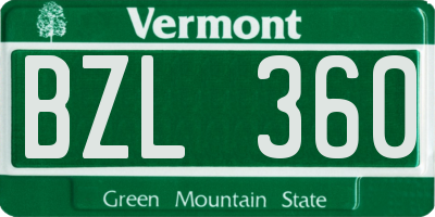 VT license plate BZL360