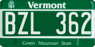 VT license plate BZL362