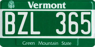 VT license plate BZL365