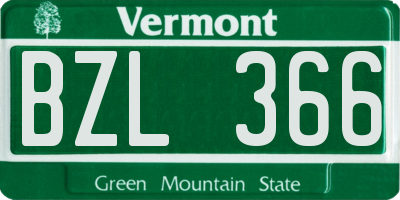 VT license plate BZL366