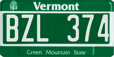 VT license plate BZL374