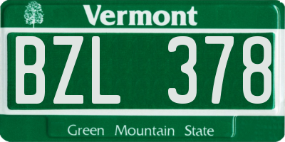 VT license plate BZL378