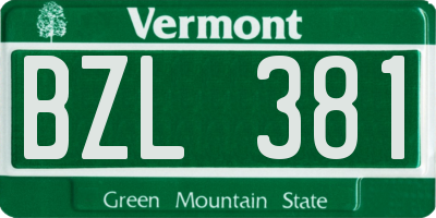 VT license plate BZL381