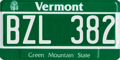 VT license plate BZL382