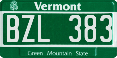 VT license plate BZL383