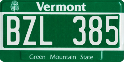 VT license plate BZL385