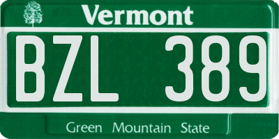 VT license plate BZL389