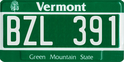 VT license plate BZL391