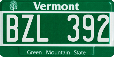VT license plate BZL392
