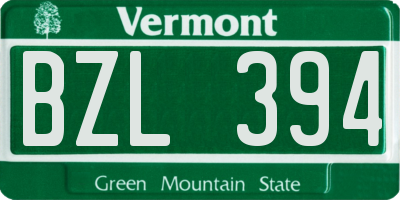 VT license plate BZL394