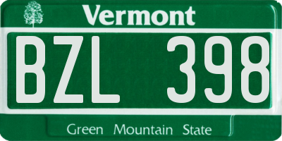 VT license plate BZL398