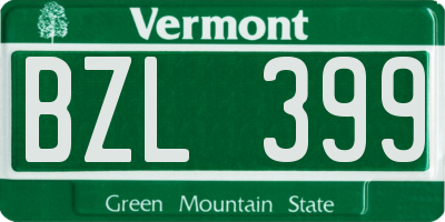 VT license plate BZL399