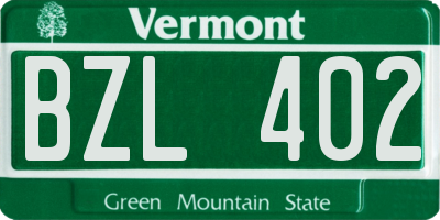 VT license plate BZL402