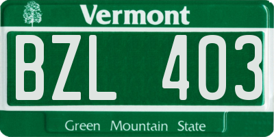 VT license plate BZL403