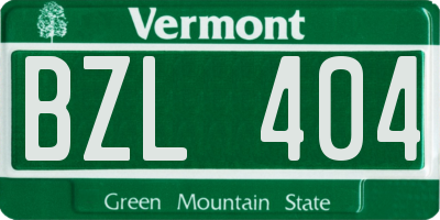 VT license plate BZL404
