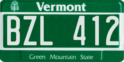 VT license plate BZL412