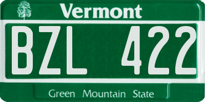 VT license plate BZL422