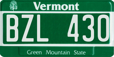 VT license plate BZL430