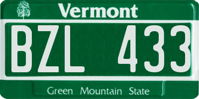 VT license plate BZL433