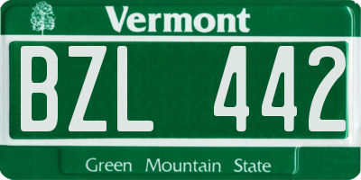 VT license plate BZL442