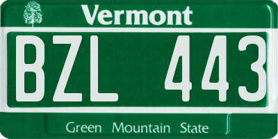 VT license plate BZL443