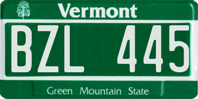 VT license plate BZL445