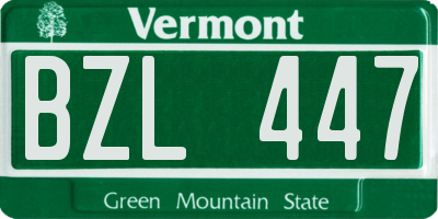 VT license plate BZL447