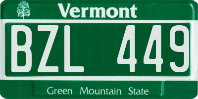 VT license plate BZL449