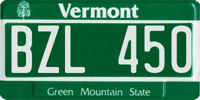 VT license plate BZL450