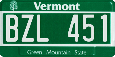 VT license plate BZL451