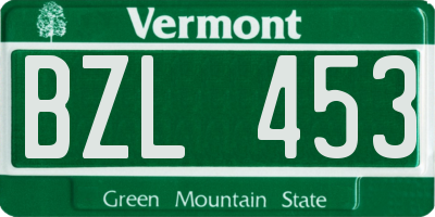 VT license plate BZL453