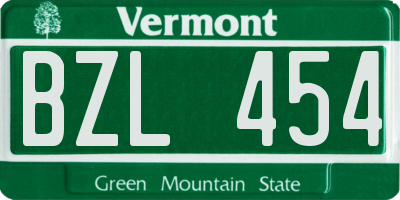 VT license plate BZL454