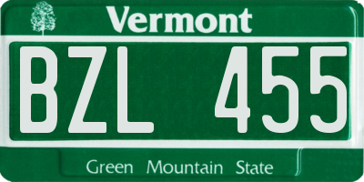 VT license plate BZL455