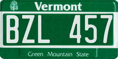 VT license plate BZL457