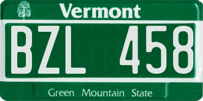 VT license plate BZL458